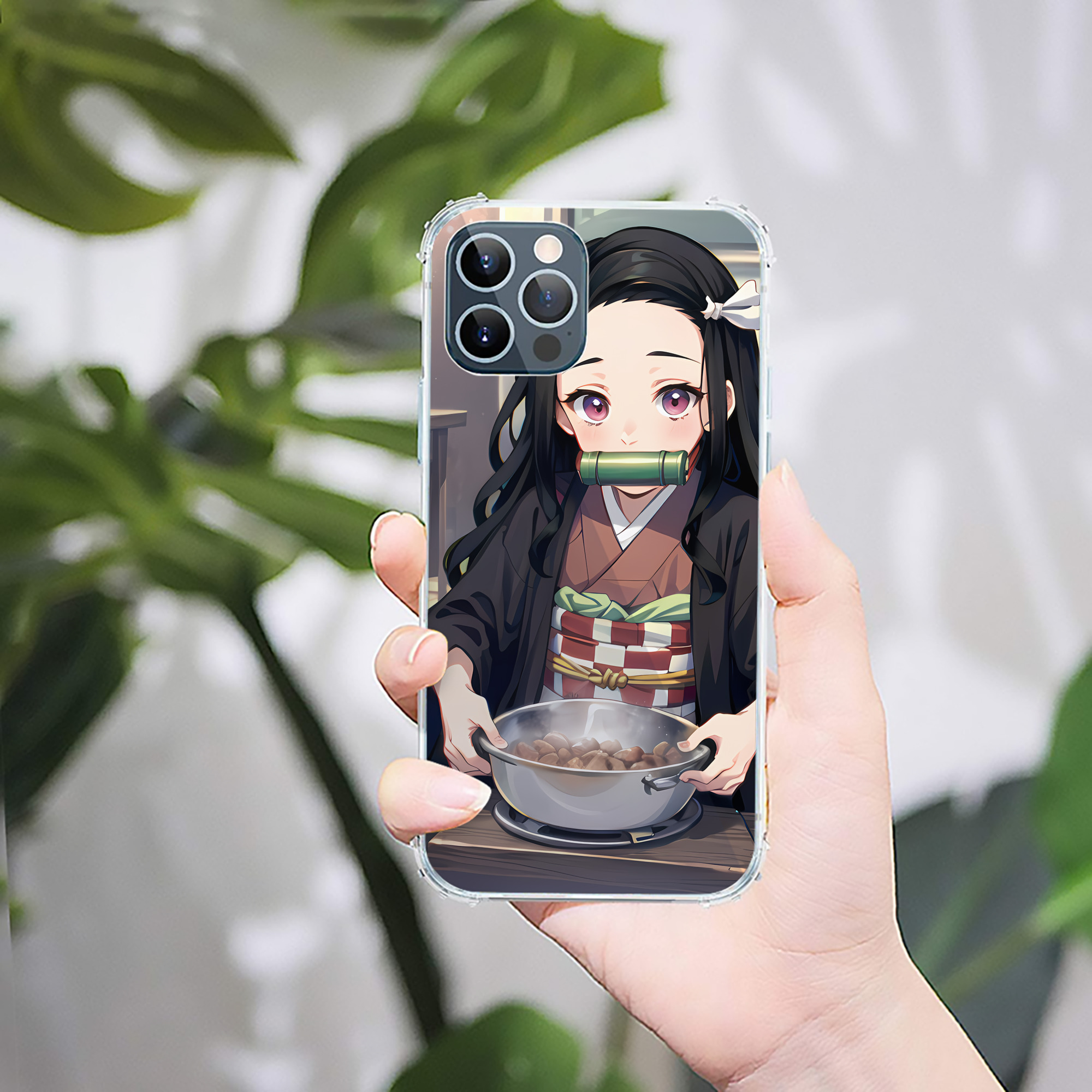 （画像用） 鬼滅の刃（きめつのやいば）竈門 禰󠄀豆子／かまど ねずこ Kamado Nezuko 【iPhone 12シリーズ対応】透明スマホケース（クリアソフトケース）